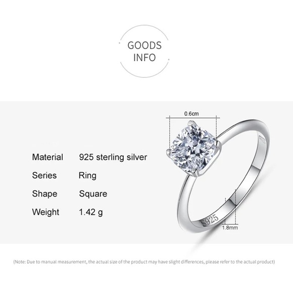 1.25Ct CUSHION Cut VVS Square Stone Prong Setting Solitaire Ring - Picture 12 of 15